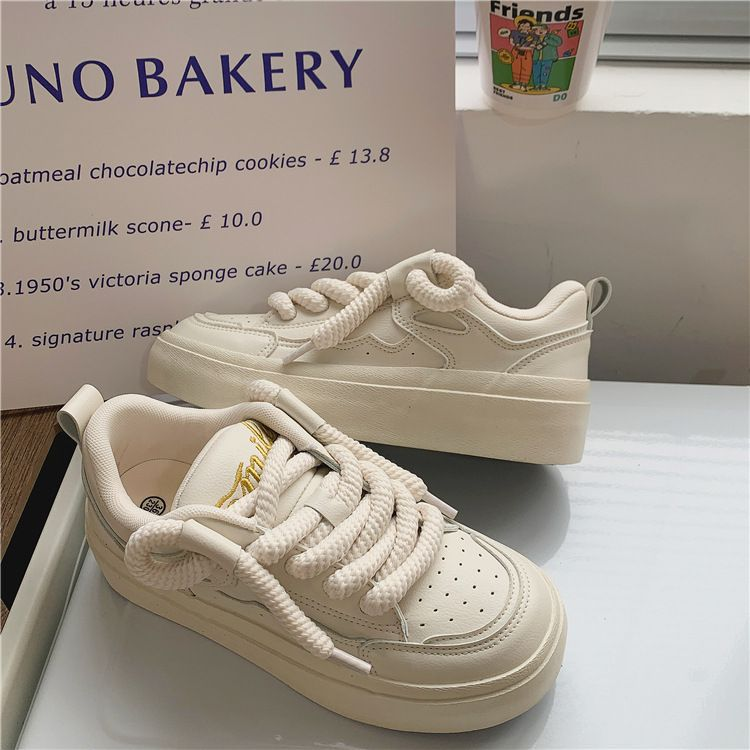 Minority Original Design Thick Rope Bread Shoes Women 2023 New Comfortable Chic Small White Shoes Women's Casual Skateboard Shoes_voghion.com