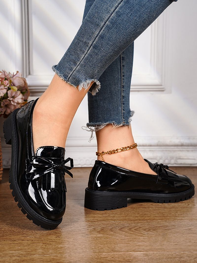 Große Größe Le Fu Im Frühjahr Und Herbst 2025, Neue Lackleder Schleife Mary Jane Schuhe, Freizeitschuhe Für Frauen_voghion.com