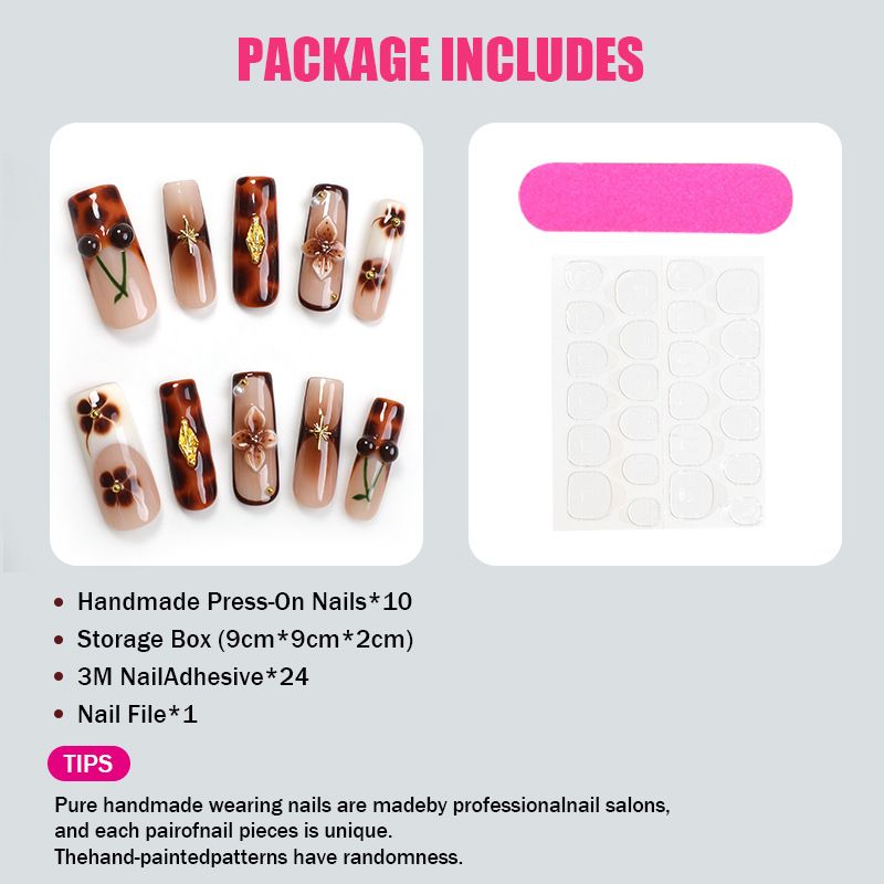 Europäische und amerikanische handgefertigte Nagelaufkleber mit Wasserpfeife, hochwertige künstliche Nagelstücke mit Kirschblüte_voghion.com