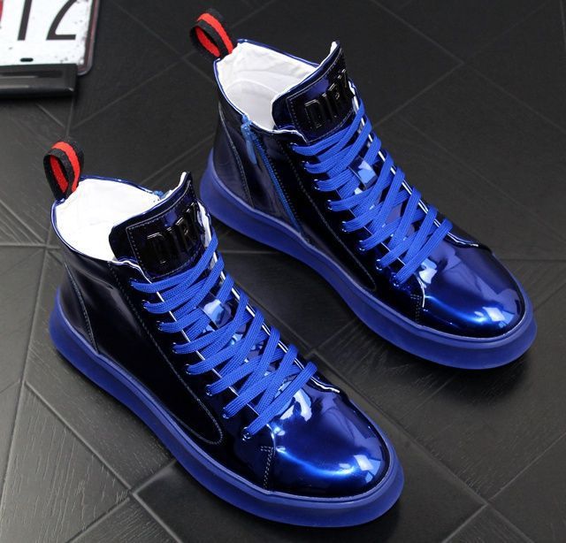 Buty męskie, buty codzienne, buty na cztery pory roku, modne buty, lakierowana skóra, jasne skórzane trampki, buty codzienne dla chłopców za kostkę_voghion.com