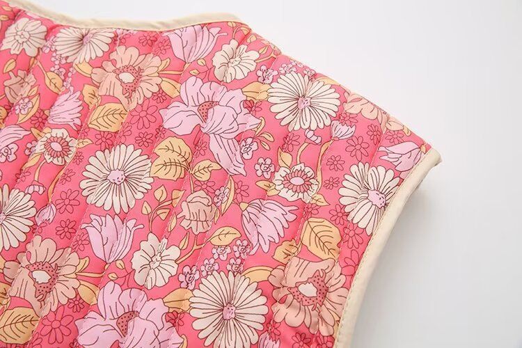 Vêtements pour femmes 2024 été nouvel article petit gilet en coton double face à motif floral_voghion.com