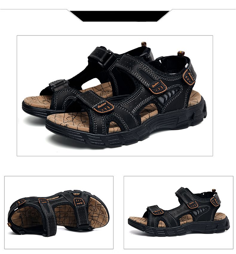 Echt Lieder Männer Sandalen Summer Fräizäit Männer Schong Héichqualitativ mëll Casual Sandalen fir Männer Strand Wanderschong Gréisst 46_voghion.com