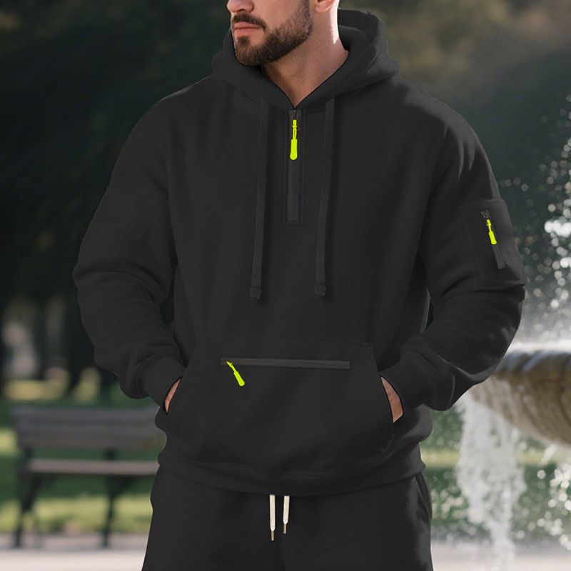 Herren Fleece-Kapuzenpullover – Warmer Winterpullover, Oversize-Passform, Lässige Streetwear (Schwarz, Weiß, Marineblau, Khaki, Grau) – M-XXXL_voghion.com