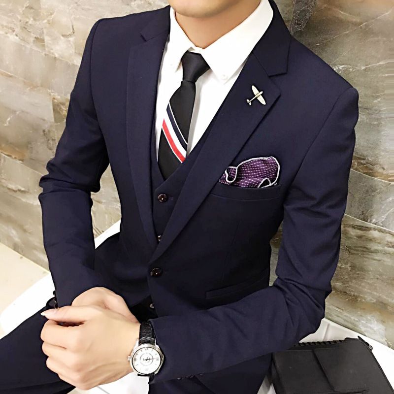 CT SJT33-P265 Men's Suit Three-Piece Set Polyester 67.8 Viscose 28.7 Spandex 3.5_voghion.com