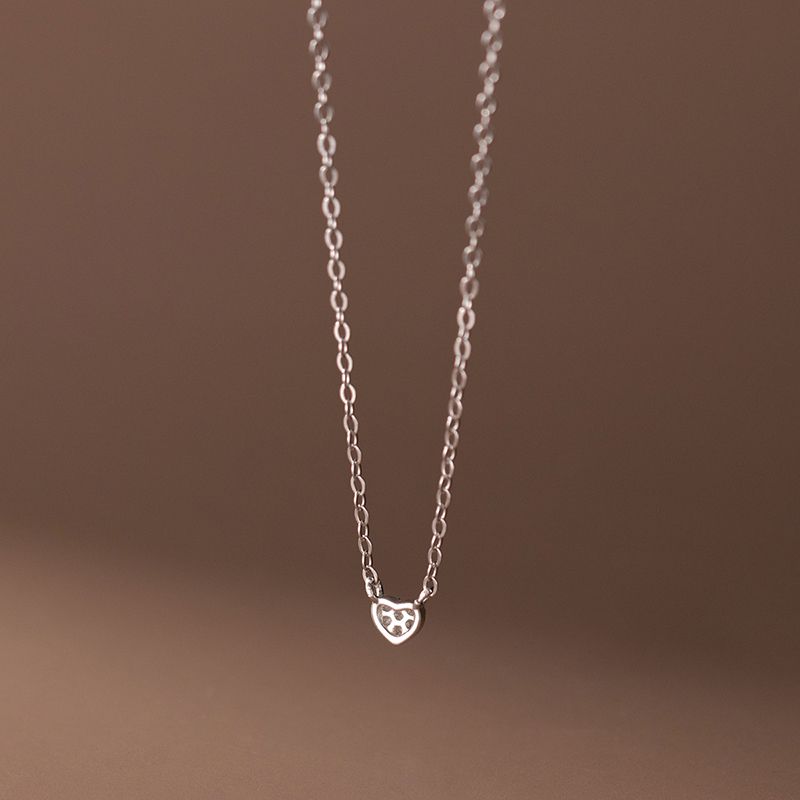 2025 Neuheiten WOOZU Sterling Silber Koreanische Einfache Kleine Liebe Herz Quaste Halskette für Frauen Party Trendy Kette Choker Schmuck_voghion.com