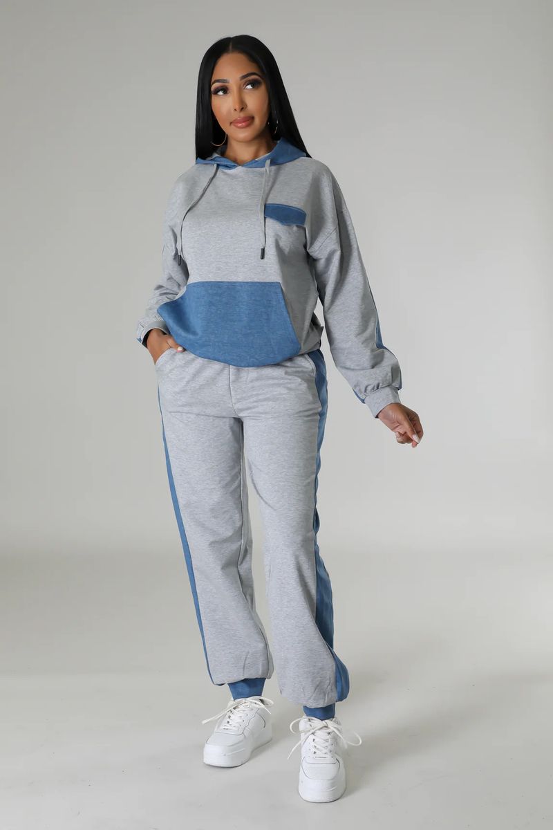Abbigliamento da donna, moda casual, felpa abbinata a due pezzi_voghion.com