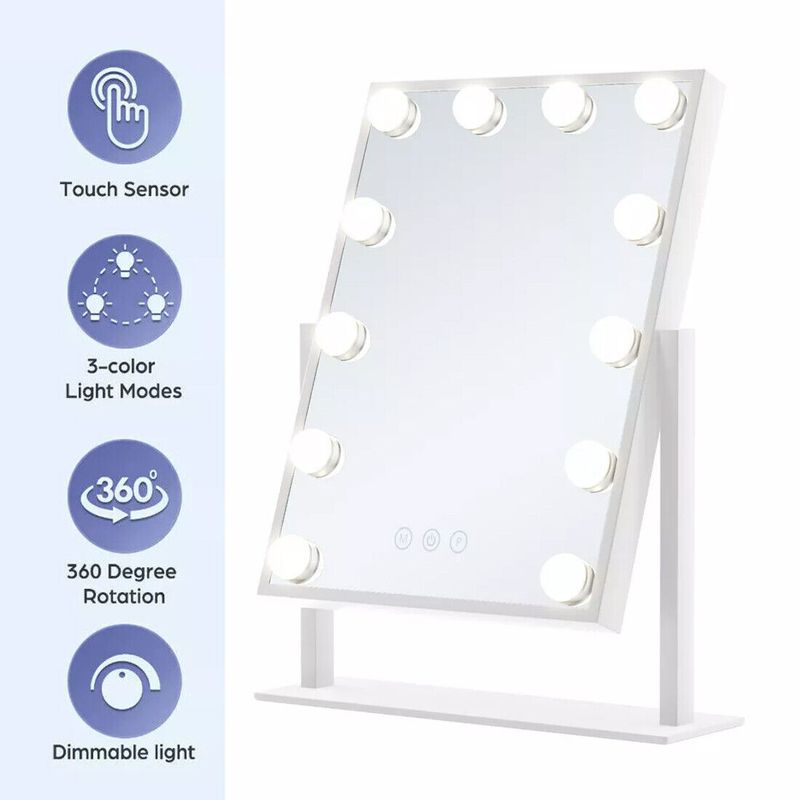 with 12 Lights LED Dressing Table Mirror Hollywood Mirror Vanity Make Up Mirror_voghion.com