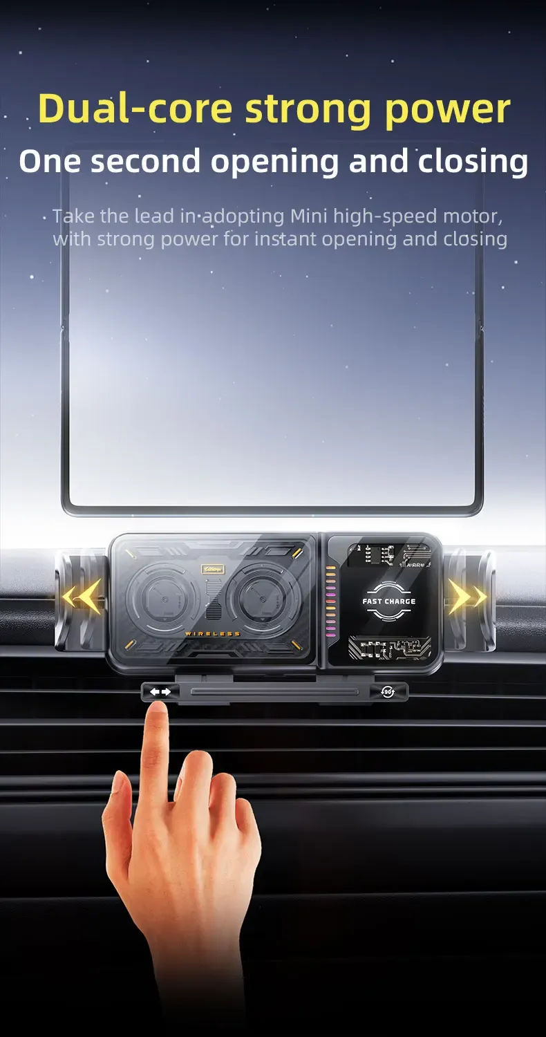 15W Rotatable Car Wireless Charger IPhone Samsung Fold & For Z Flip Folding Screen Mobile Phone Fast Charging Stand_voghion.com