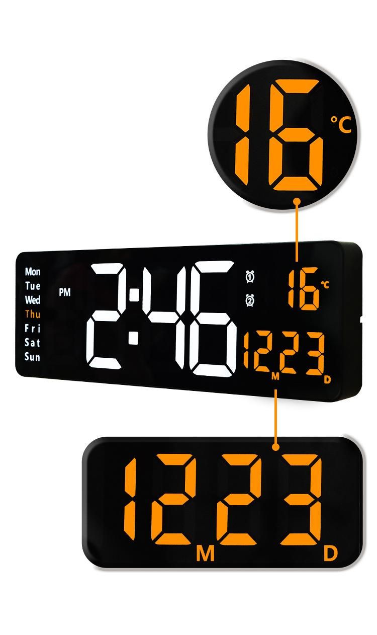 16inch Large Screen Function Display Nordic Digital Simple Living Room LED Wall Clock 6626_voghion.com