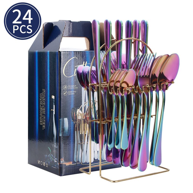 1010 Series 24-Piece Stainless Steel Cutlery Set - Steak Knife & Fork Set With Dinner Spoon, Premium Dining Utensils For Western Cuisine In Gift Box_voghion.com
