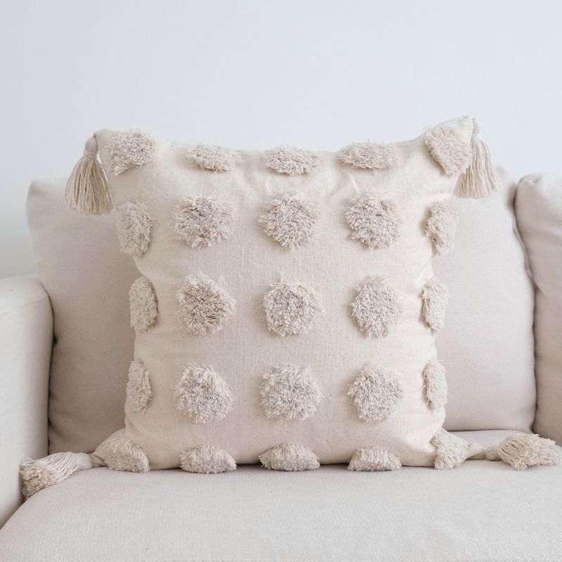 Fodera per cuscino in lino e cotone trapuntato, federa per cuscino leggera e lussuosa in stile INS con nappe per divano da soggiorno_voghion.com