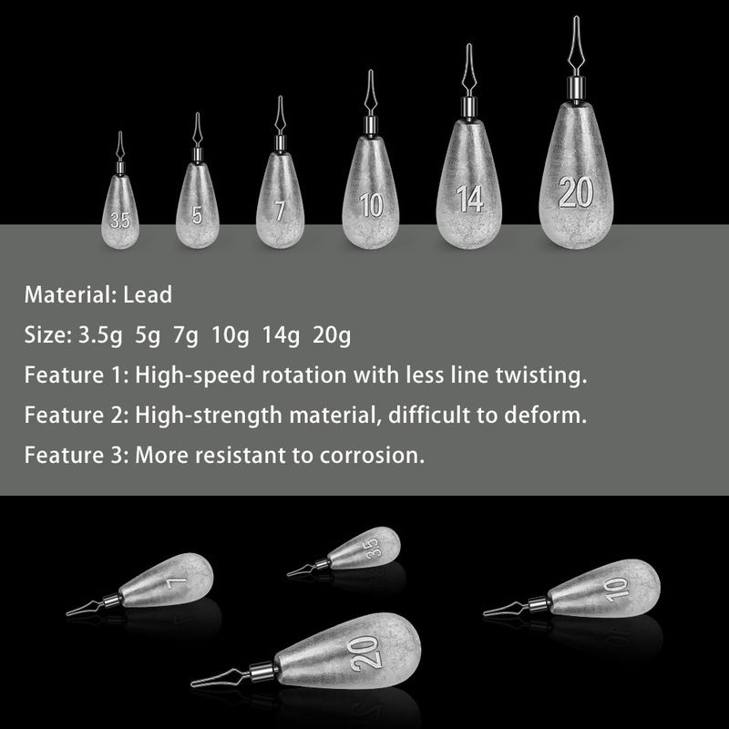 Jigging Free Group Swivel Sinker Water Drop Type Anti-Hook Bottom Bullet Lead 8-Shark Shaped Fishing Gear Accessories_voghion.com
