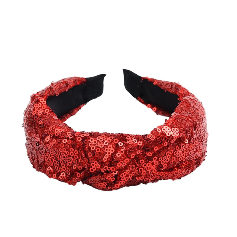 Semplice nodo, fiocco incrociato, paillettes colorate, elegante fascia per capelli in tessuto da donna_voghion.com