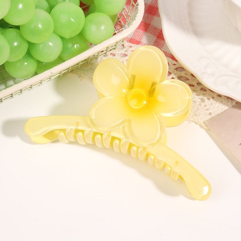 Fermaglio per capelli a forma di squalo con grande fiore a croce Plumeria Premium estivo - Accessorio per capelli con chignon posteriore_voghion.com