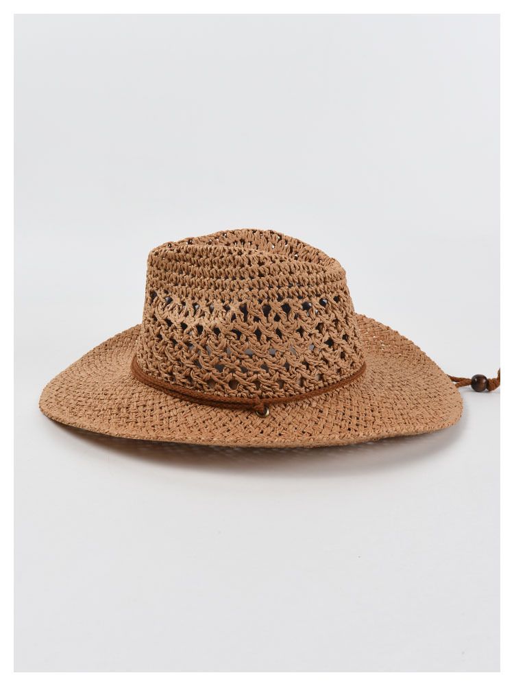 Vendita calda Panama Cappelli estivi da sole Donna Uomo Traforato Spiaggia Paglia per Uomo Protezione UV Cappello Chapeau Femme Cappello da cowboy da donna_voghion.com