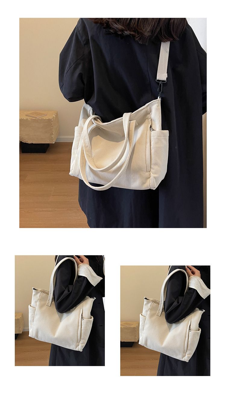 Corduroy for women, large capacity 2024 new autumn winter versatile single shoulder crossbody bag, high-end sensory and_voghion.com
