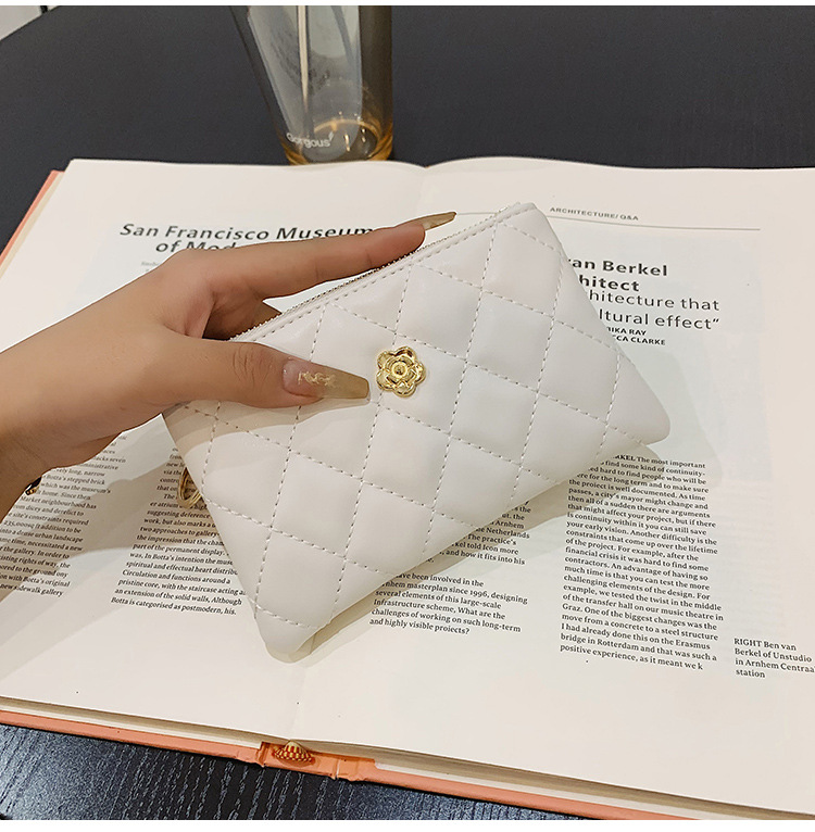 2023 kleine Brieftasche für Damen, kurzer Abschnitt, dünn, neuer Führerschein, Schlüsseltasche, Kartenhalter, Kamelie-Diamant-Reißverschluss, Münztasche_voghion.com