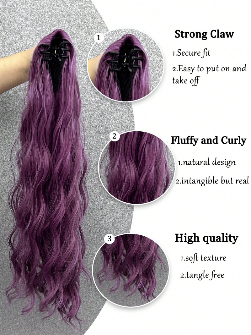 Extension de queue de cheval griffe 24 pouces perruque droite bouclée ondulée pour femmes enterrées_voghion.com
