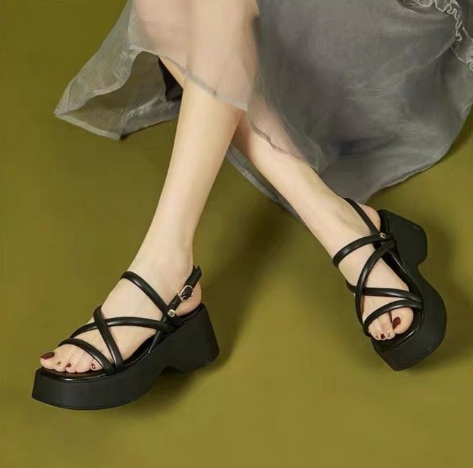 Dicke Sohlen aus echtem Leder sind modisch und vielseitig. Kleine Statur erhöht sich um 7 cm. Keilabsatz, Biskuit, offen_voghion.com