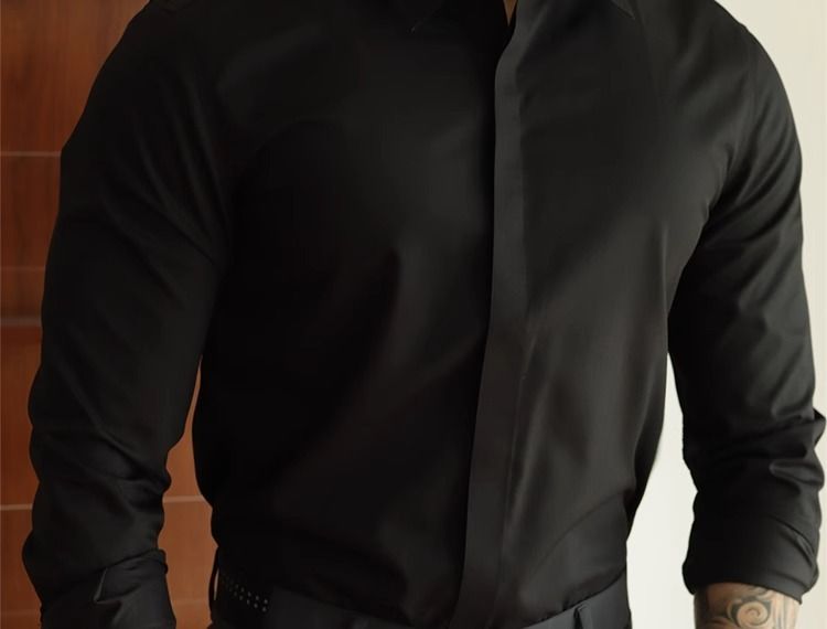 Herrenbekleidung Helles Luxushemd mit dunkler Knopfleiste, weißes formelles Hemd, Herrenhemd, helles Businesshemd mit dunkler Knopfleiste, einfarbig, lässig, Langarmhemd, Drape Inch Shirt_voghion.com
