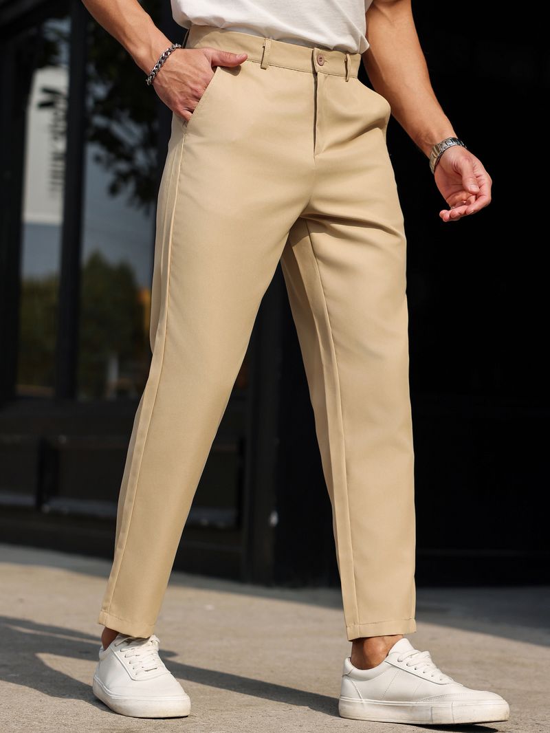 Herren Business Casual Anzughose – Slim Fit Hose aus Poly-Viskose-Mischgewebe (S-XXL, Khaki/Schwarz/Grau/Blau/Weiß/Grün)_voghion.com