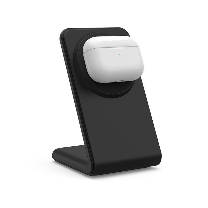 Suitable for mobile phone headset magnetic suction wireless charger 2 in 1 bracket desktop 15W fast wireless charger_voghion.com