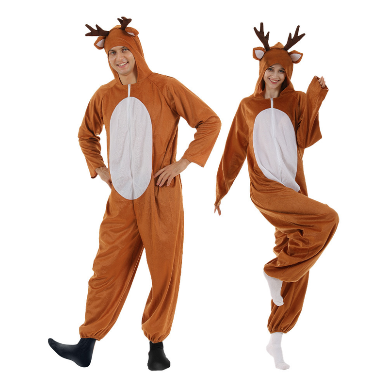 2021 New Christmas Elk Bodysuit Set for Couples, Fun Party Stage Props, Bar and Mall Reindeer Clothing_voghion.com