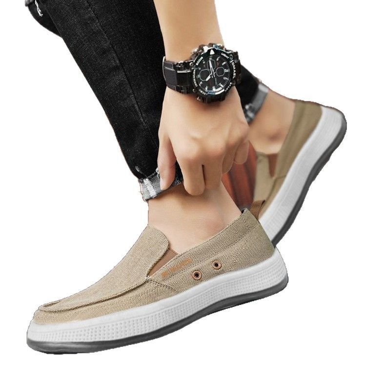 Neue Herren Canvas Spring Lazy Sneakers im koreanischen Stil, trendige, flache, bequeme Slip-On-Freizeitschuhe_voghion.com