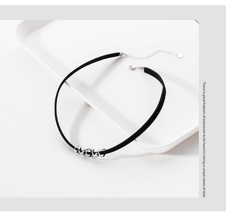 Collana girocollo nera in argento sterling per donna 2025, nuovo stile, catena per clavicola con collo a nicchia_voghion.com