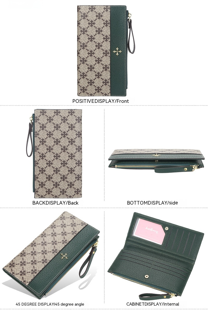 Fashionable New Trend Versatile Women's Patchwork Printed Large Capacity Multi Card Mobile Phone Bag with Zipper Handle_voghion.com