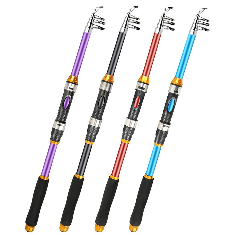 Vierfarbiger Köder Outdoor All-Water Area Universal Fiberglas Reise Teleskop Praktische Angelrute_voghion.com