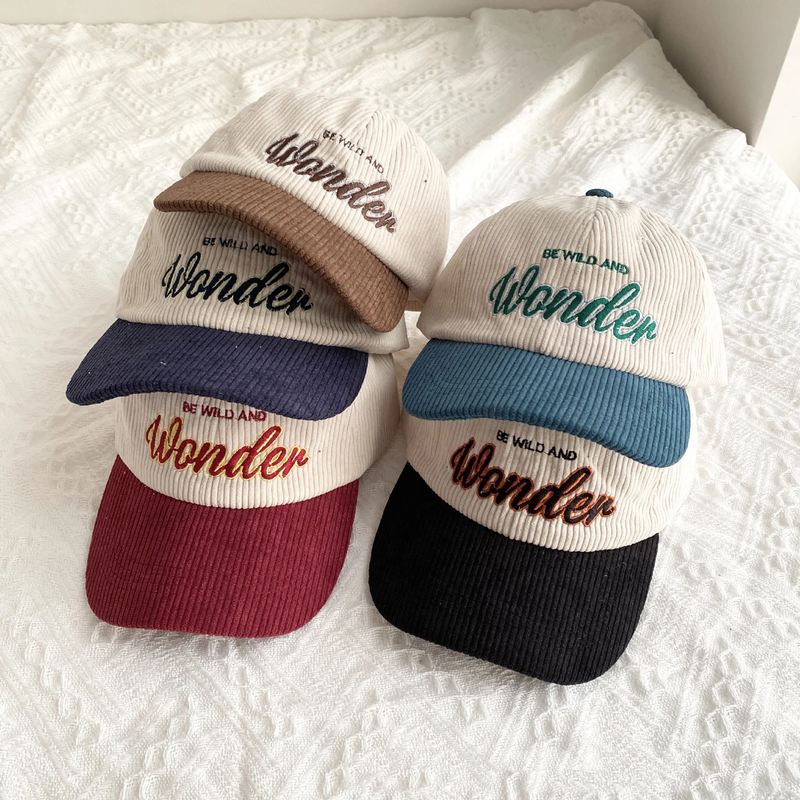 Letter Embroidery Baseball Cap Korean Corduroy Hip Hop Hat for Women Men Autumn Winter Thick Warm Unisex Peaked Caps_voghion.com