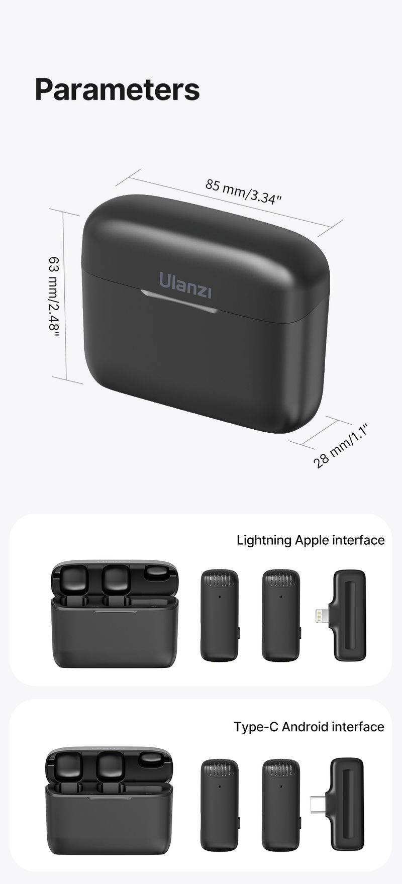Ulanzi J12 Wireless Lavalier Microphone Professional 20M Audio Video Voice Recording Mic For Smartphone Andriod iPhone_voghion.com