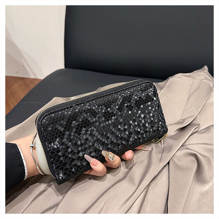 Damentaschen, neues Schlangenhautmuster, lange Geldbörse mit Reißverschluss und mehreren Kartenfächern, Clutch mit großer Kapazität, modische Geldbörse_voghion.com