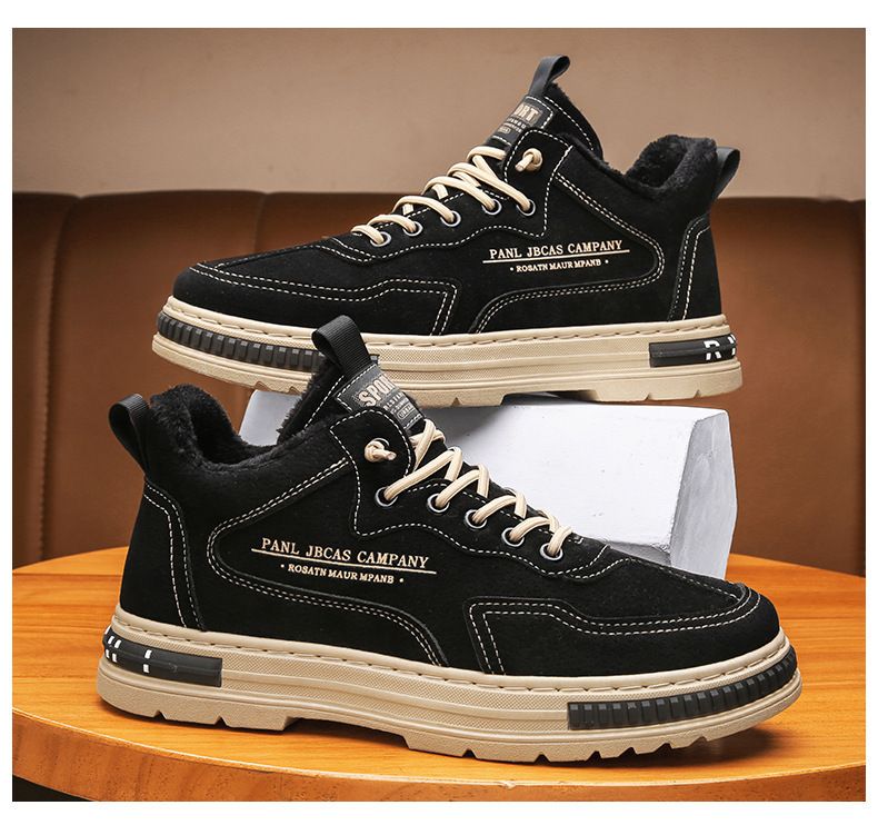 Scarpe antinfortunistiche alla moda, da uomo, invernali, in caldo cotone, casual, impermeabili, antiscivolo, nere, slip-on, foderate in pile_voghion.com