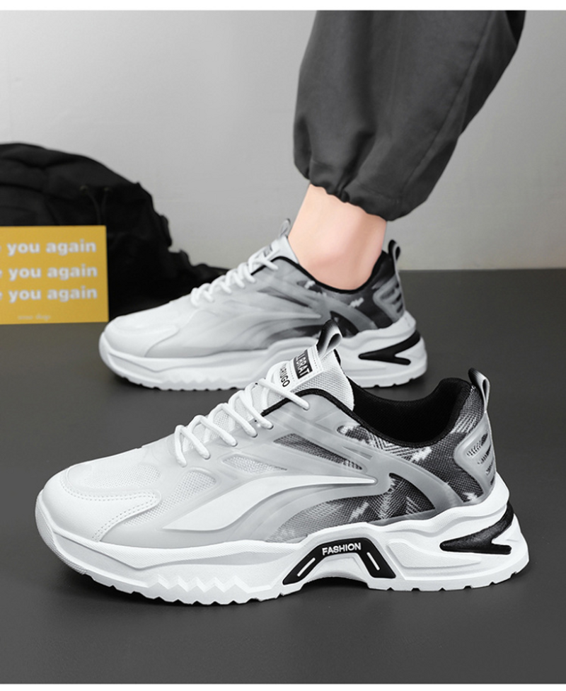 Summer Men's Running New Breathable Mesh Sports Trend All Match Thick Soled Small White Casual Daddy Shoes_voghion.com