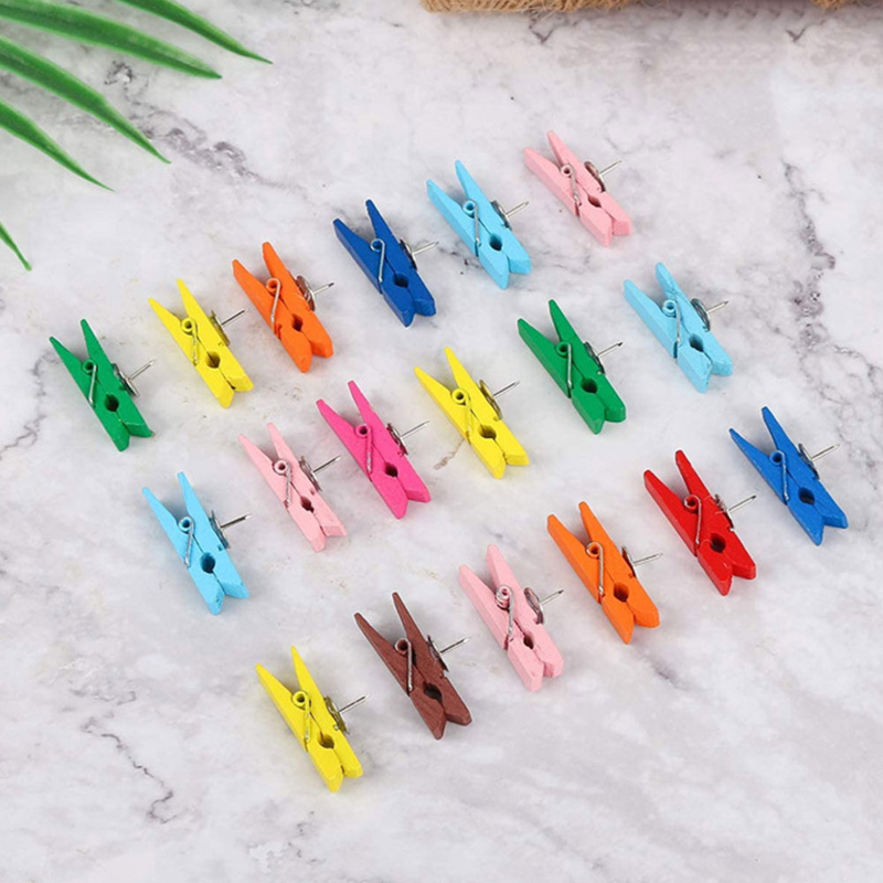 Strumenti per cucire Ufficio creativo con clip a puntina Foto Puntine da disegno in legno tenero Clip in legno Perni in legno tenero_voghion.com