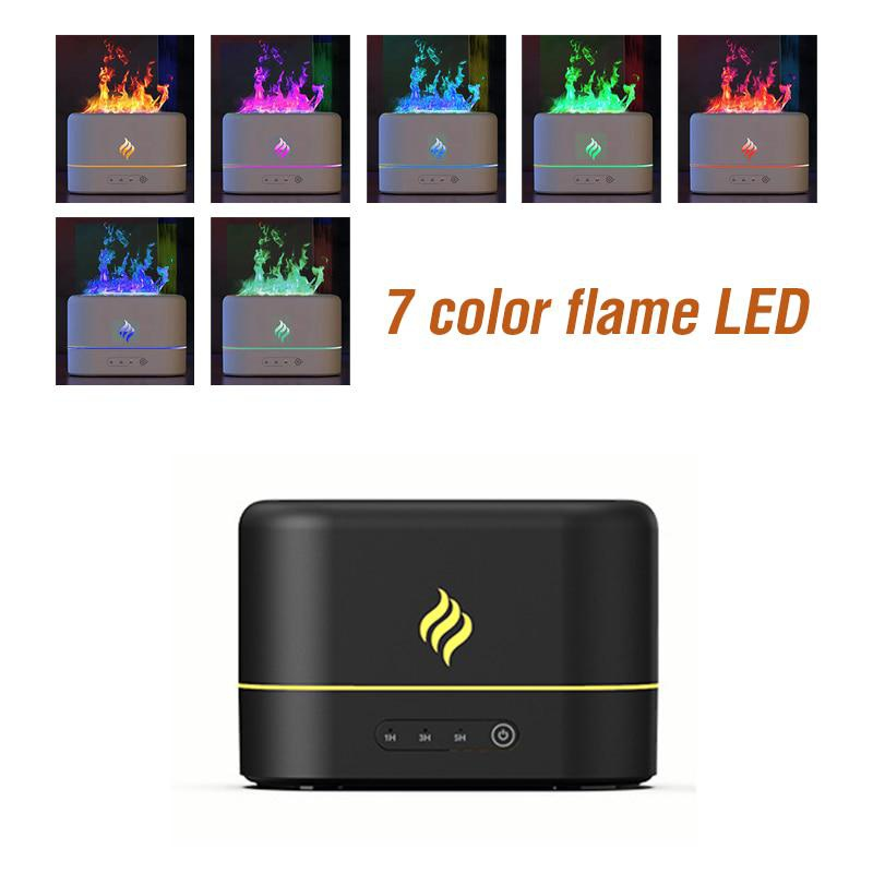 1 Stück 7 Farben Flammensimulation Ultraschall-Luftbefeuchter mit Aromatherapie und Beleuchtung – USB-betriebener Diffusor für ätherische Öle für Schlafzimmer und Reisen_voghion.com