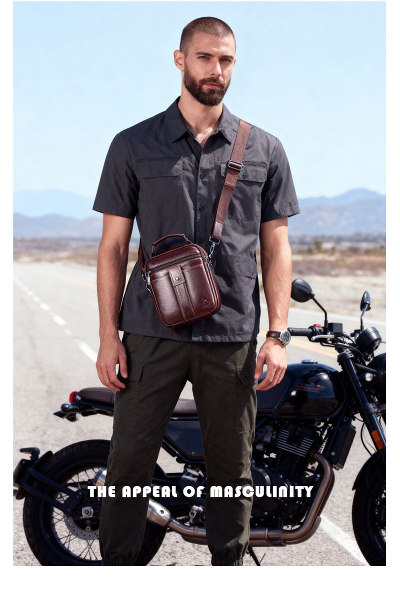 Hoogwaardig design heren schoudertas van echt koeienhuid, enkele schoudertas, bovenste laag herentas van koeienhuid_voghion.com