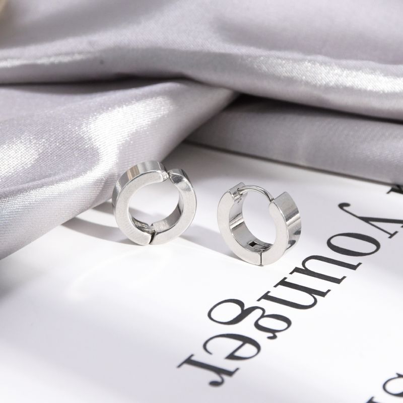 Semplici clip per orecchini in acciaio al titanio, orecchini in acciaio inossidabile per uomo e donna, orecchini in stile coreano, gioielli antiallergici, orecchini_voghion.com