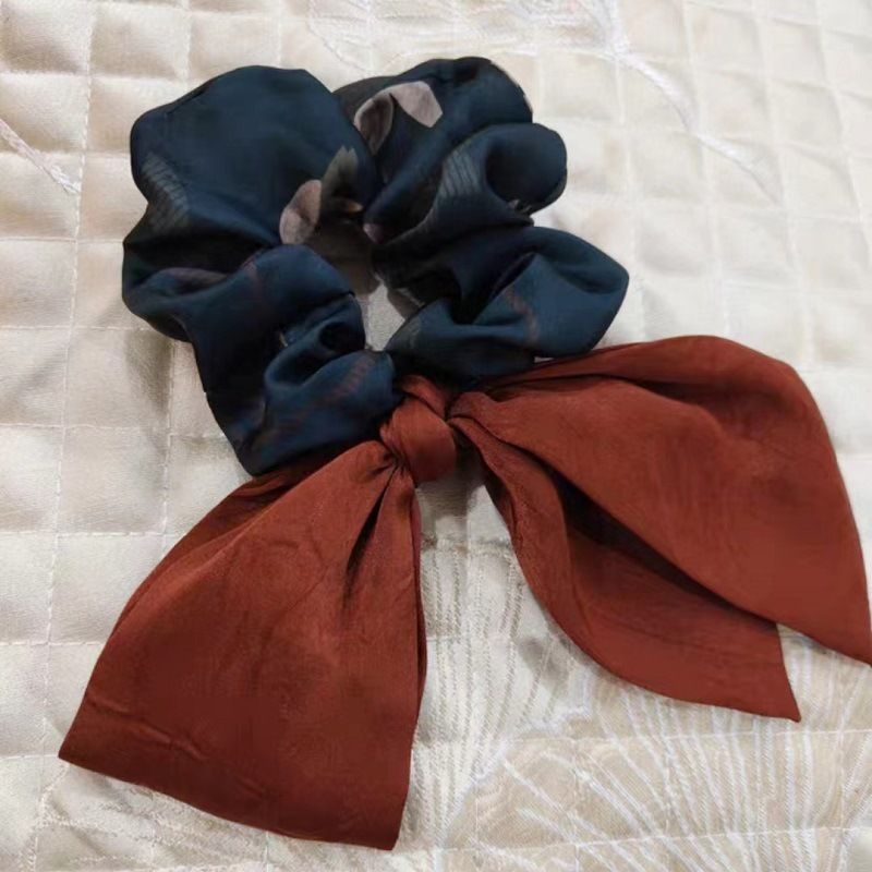 New Floral Bow, Ribbon, Large Intestine Women's Korean Version Ponytail Headband, High Elasticity Meatball Headband_voghion.com