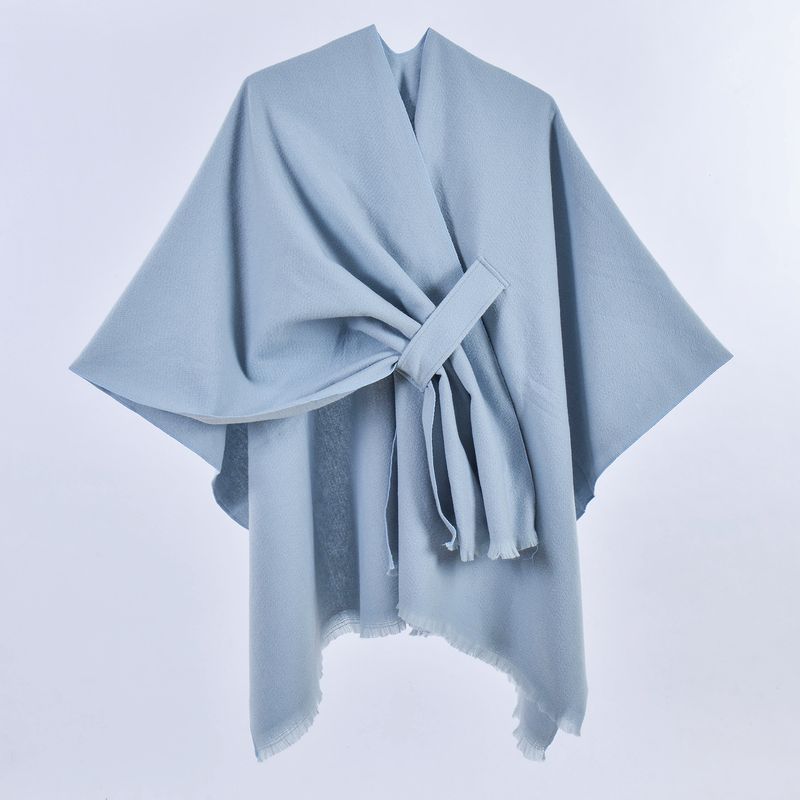 TIANXI Châle élégant pour femme, doux, ouvert sur le devant, poncho, cape pour automne et hiver, couleur unie, écharpe à pompons, châles, cape Bufanda XB0006_voghion.com