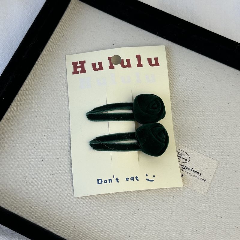 Francouzská retro sametová růžová sponka do vlasů, podzimní a zimní dívčí srdíčková ofina, sponka s přerušením, sponka na boku, sponka s BB sponou do vlasů, vlasové doplňky_voghion.com