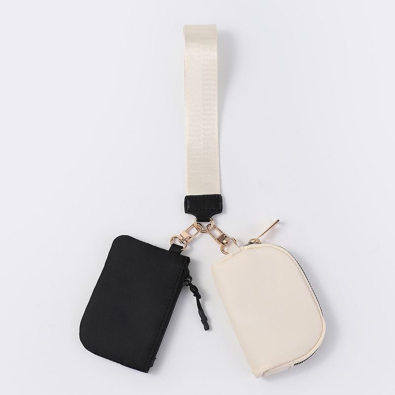 LULU Style Wrist Portable Mini Fashion Color Block Coin Purse Nylon Waterproof Storage Key Bag_voghion.com