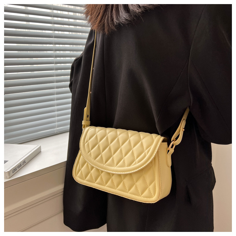 Geantă de damă versatilă, tip crossbody, cu un singur umăr, sub braț, cu broderie de romburi, geantă mică pătrată_voghion.com
