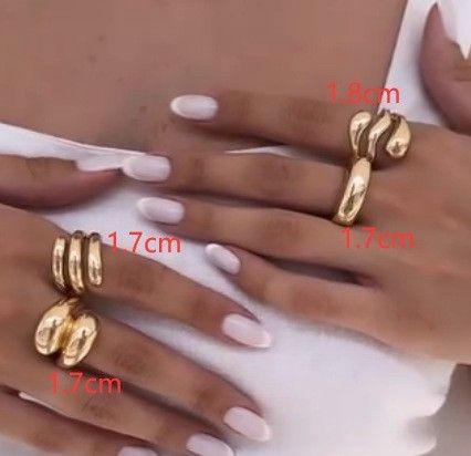 Unique Metal Texture Glossy Ring Set Exaggerated Geometric High-end Rings_voghion.com