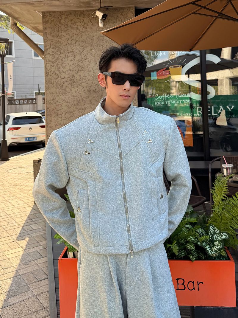 Conjunto de chaqueta y pantalón Eon Modish 25 de estilo americano moderno de otoño, con diseño dividido y personalidad._voghion.com