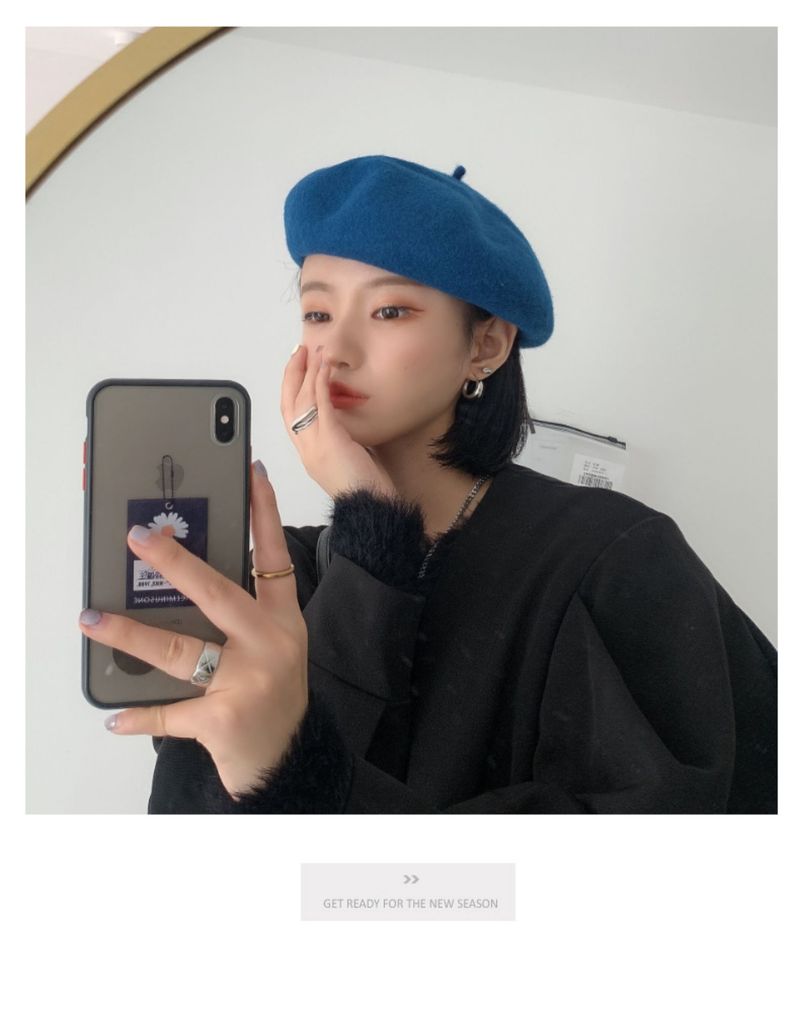 Beret Female British Vintage Autumn and Winter Japanese Wool Painter Hat_voghion.com