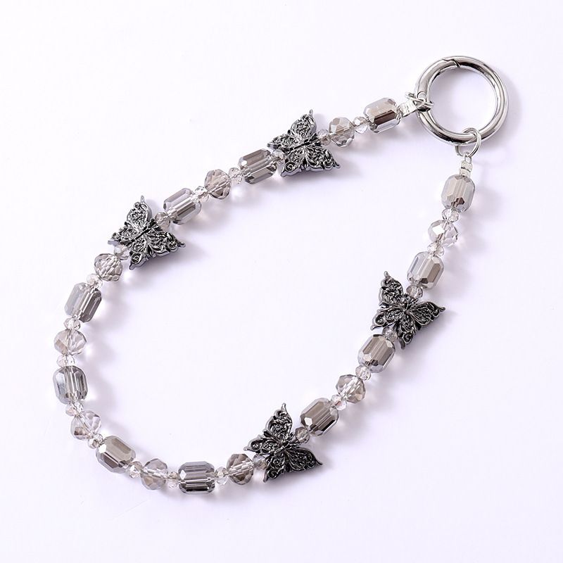 High-end Fairy Crystal Beaded Bag Decoration Alloy Butterfly Pendant Niche Ins Phone Chain_voghion.com
