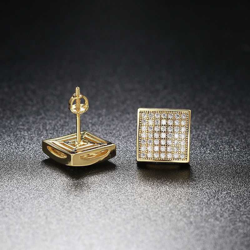 Orecchini a croce con micro intarsi in zircone da uomo Hip-hop con diametri completi, gioielli popolari_voghion.com